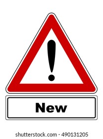 Attention sign with exclamation mark and added information