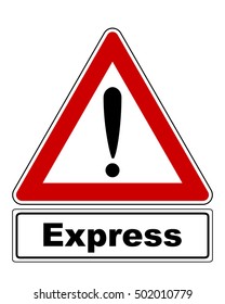Attention sign with exclamation mark and added information