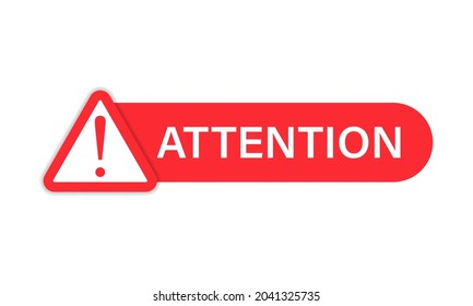 Attention sign with exclamation mark red icon. Clipart image isolated on white background