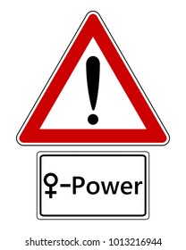 Attention sign with exclamation mark and venus symbol