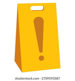 Un signo de atención con un signo de exclamación. El letrero es amarillo con un mango recortado en la parte superior