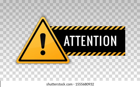 Attention sign. Hazard warning caution board. Attract attention. Exclamation mark. Triangle frame. Striped frame. Precaution message on banner. Design with alert icon. Concept caution dangerous areas