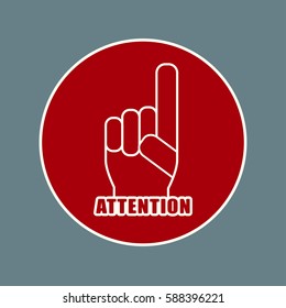 Attention sign icon. Hazard warning symbol in red background. Vector.