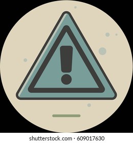 Attention sign icon with long shadow. Simple circle icon.