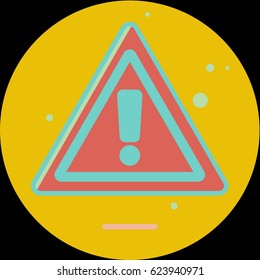 Attention sign icon with long shadow. Simple circle icon.