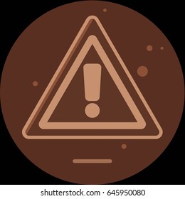 Attention sign icon with long shadow. Simple circle icon.