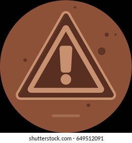 Attention sign icon with long shadow. Simple circle icon.