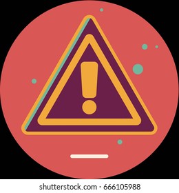 Attention sign icon with long shadow. Simple circle icon.
