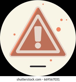Attention sign icon with long shadow. Simple circle icon.