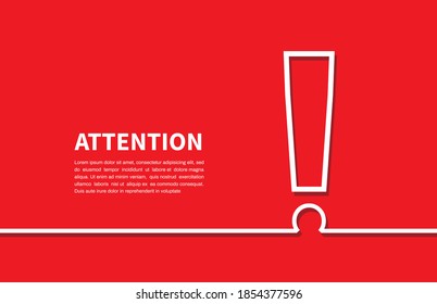 Icono de signo de atención sobre fondo rojo. Marca de exclamación. Ilustración del vector