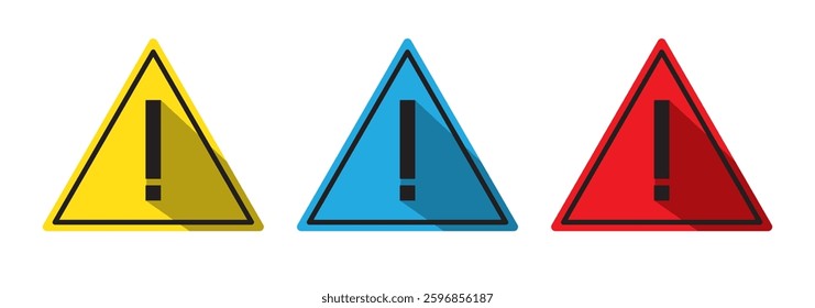 Attention sign icon set. Black, color, linear. Icons, symbols, signs. Exclamation danger sign. Attention sign icon set. 1176