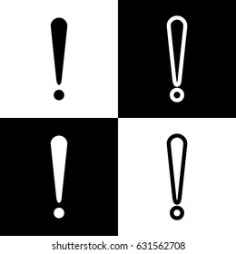 Attention sign illustration. Vector. Black and white icons and line icon on chess board.