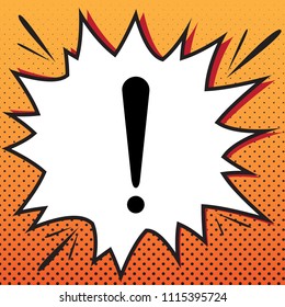 Attention sign illustration. Vector. Comics style icon on pop-art background.