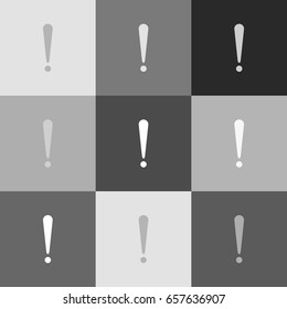 Attention sign illustration. Vector. Grayscale version of Popart-style icon.