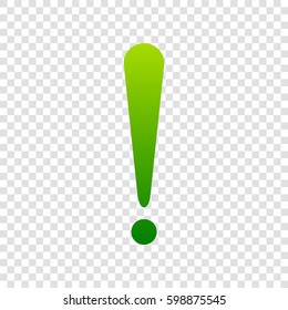 Attention sign illustration. Vector. Green gradient icon on transparent background.