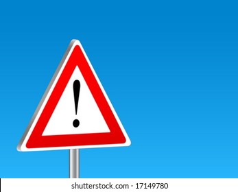 Attention sign on a blue background. Vector illustration.