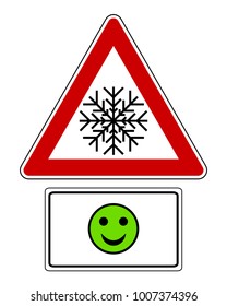 Attention sign with optional label and smiley