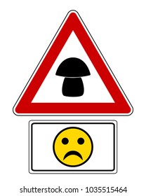 Attention sign with optional label and smiley