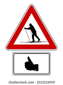 Attention sign with optional label thumbs up