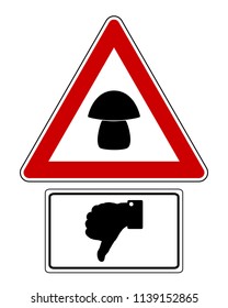 Attention sign with optional label thumbs down