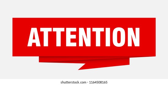 attention sign. attention paper origami speech bubble. attention tag. attention banner