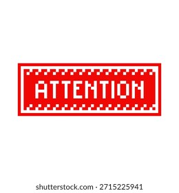 Píxel de signo de atención. Advertencia de peligro Interfaz de mensaje de 8 bits. Advertencia - ventana de aviso en estilo de 8 bits.