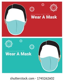 Attention sign, please wear a mask avoid covid-19 virus 