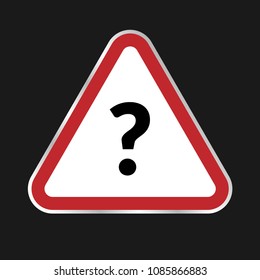Attention sign with question mark icon on black background. Triangle sign