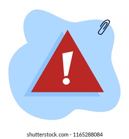 Attention sign. Red triangle with exclamation sign on it. Danger or risk warning. Isolated flat vector illustration