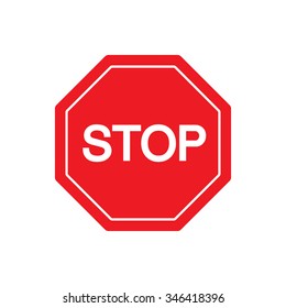 Attention sign, Stop sign on red