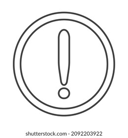 Signo de atención, icono de vector delgado