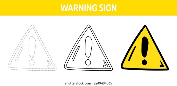 Attention sign tracing and coloring worksheet for kids