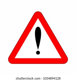 Attention sign in triangle. Red attention icon danger button and warning sign. Vector