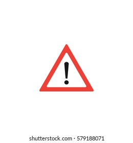 Attention sign vector illustration in red triangle on white background.