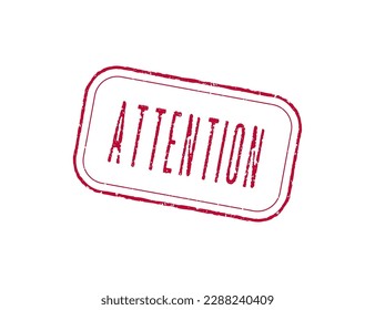 Señal de atención. Ilustración de color moderna vectorial. Rectángulo del marco de sello rojo con texto aislado en fondo blanco. Diseño para banner, afiche, web