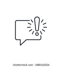 Attention signal on message icon. An important point. Vector linear icon isolated on white background.