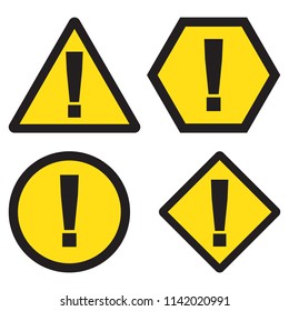 Attention signs - caution alert symbols - exclamation mark illustration, attention icons