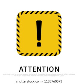 Attention signs isolated on white background. Design with attention icon for banner, posteror signboard.Hazard warning attention sign.  Vector illustration.