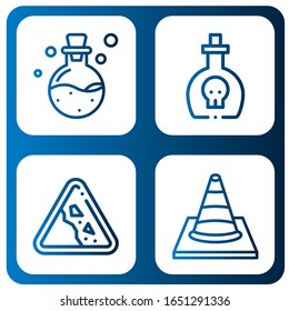 atención simple iconos conjunto. Contiene iconos como Veneno, Caída de las rocas, Cono de tráfico, puede ser usado para web, móvil y logotipo