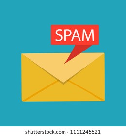 Attention spam message. Spam data concept. Vector illustration.