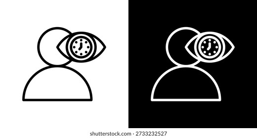Icono del palmo de la atención en estilo blanco y negro de la línea