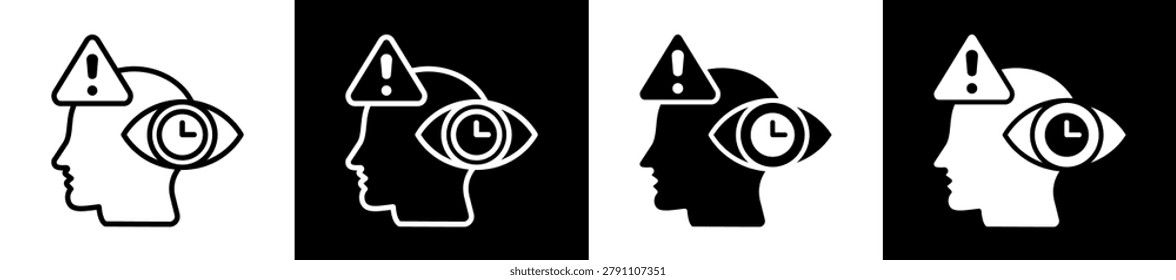 Attention Span Icon In White And Black Filled Style Collection Set Vector Illustration
