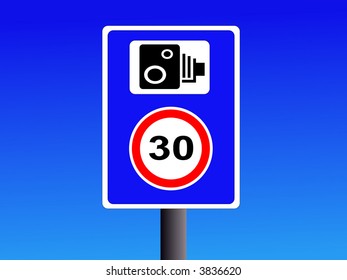 Attention speed camera sign with speed limit