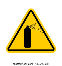 Attention Spray paint bottle. Caution paint can. Yellow triangle road sign