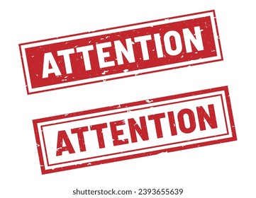 Attention stamp sign red rectangle grunge style