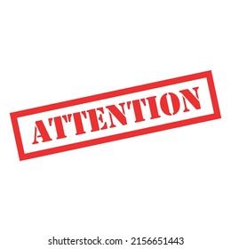 Attention stamp symbol, label sticker sign button, text banner vector illustration .