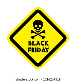 attention sticker with the black friday ad, with skull and cross bones