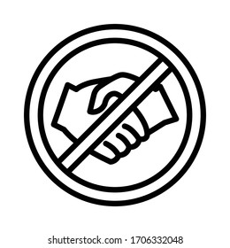 Attention! Stop hand shake concept, Don't touch please, stay safe on white background, Handshake can be dangerous Vector Icon Design, Contactless delivery illustration