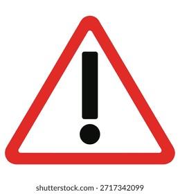 Símbolo de atención con signo de exclamación en triángulo rojo para alerta de seguridad