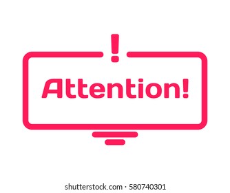 Attention template dialog bubble in flat style on white background. Basis with exclamation point icon for various word of plot. Stamp for quotes to cards, banners, labels, notes, blog article. Vector